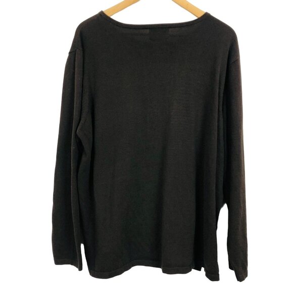 Vintage 90s Quacker Factory Women's Tiger Applique Top Sz 2X Long Sleeve Brown - Picture 4 of 5